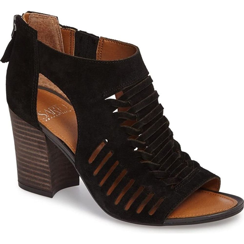 Franco Sarto Black Janice Suede Block Heel Sandals